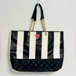 Betsey Johnson Women Bag Shoulder Stripe Black & White